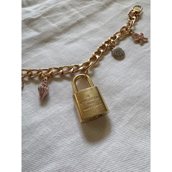 Repurposed Louis Vuitton authentic Padlock Bag Charm Chain Purse Accessory - Picture 6 of 7